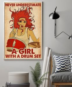 Ships From USA Never Underestimate A Girl With A Drum Set Poster