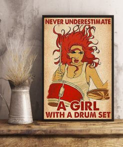 Adult Never Underestimate A Girl With A Drum Set Poster