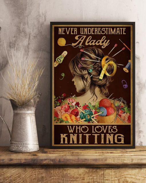 Adult Never Underestimate A Lady Who Loves Knitting Poster