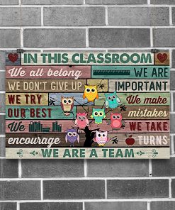 Absolutely Love Owls In This Classroom We Are Important We All Belong We Are A Team Poster