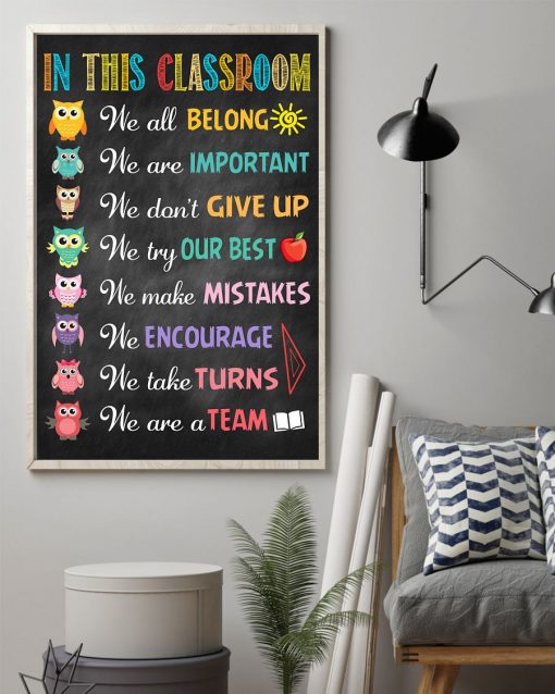 eBay Owls In This Classroom We Are Important We Don't Give Up Poster