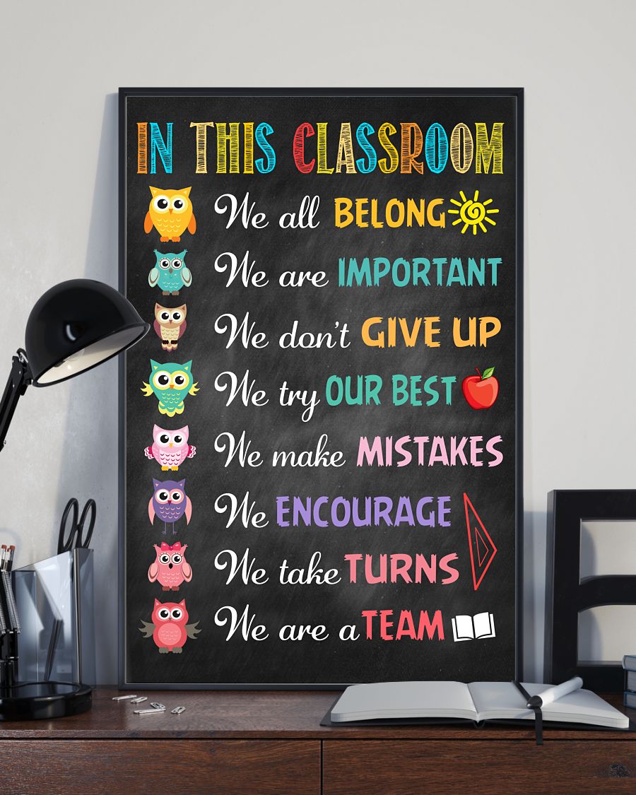 Esty Owls In This Classroom We Are Important We Don't Give Up Poster