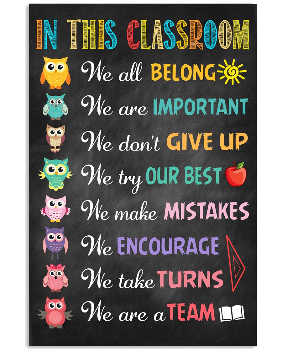 Only For Fan Owls In This Classroom We Are Important We Don't Give Up Poster