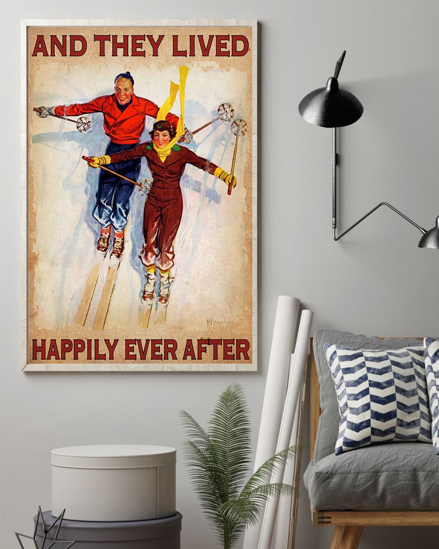 Father's Day Gift Skiing Couple And They Lived Happily Ever After Poster