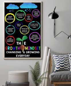 Excellent Teacher Colorful Clouds The Growth Mindset Changing And Growing Everyday Poster
