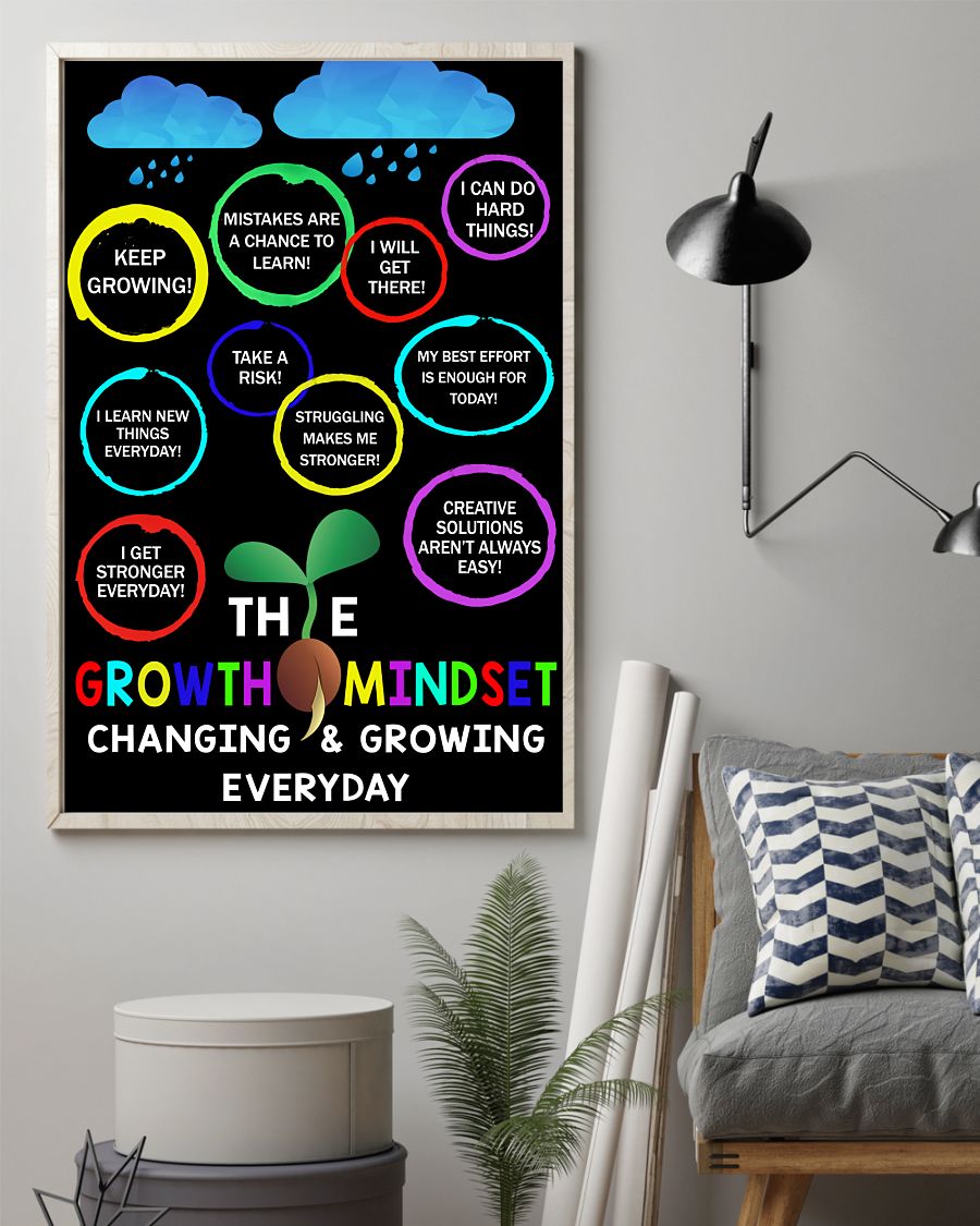 Unisex Teacher Colorful Clouds The Growth Mindset Changing And Growing Everyday Poster