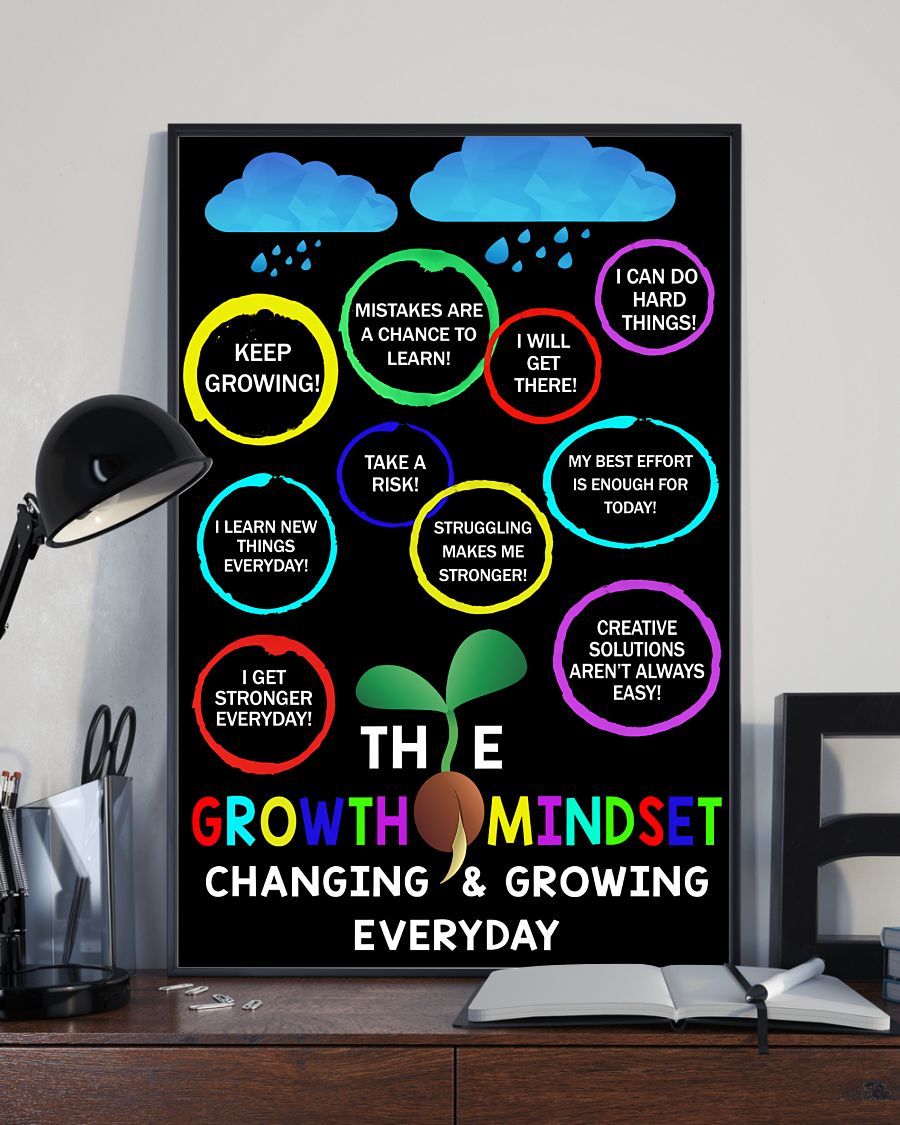 Perfect Teacher Colorful Clouds The Growth Mindset Changing And Growing Everyday Poster