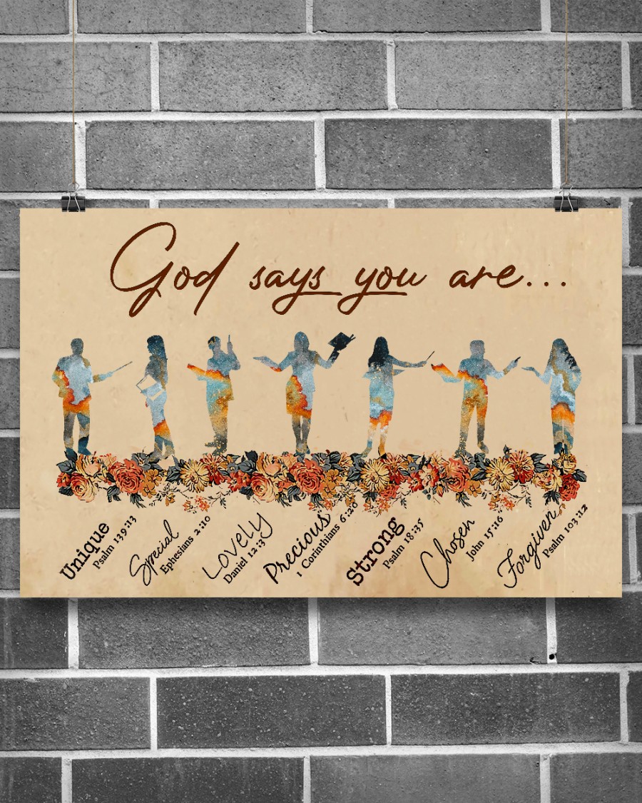 Nice Teacher God Says You Are Unique Special Lovely Poster