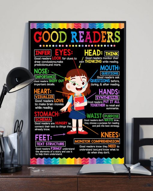 Print On Demand Teacher Good Readers Infer Eyes Importance Nose Visualize Heart Poster