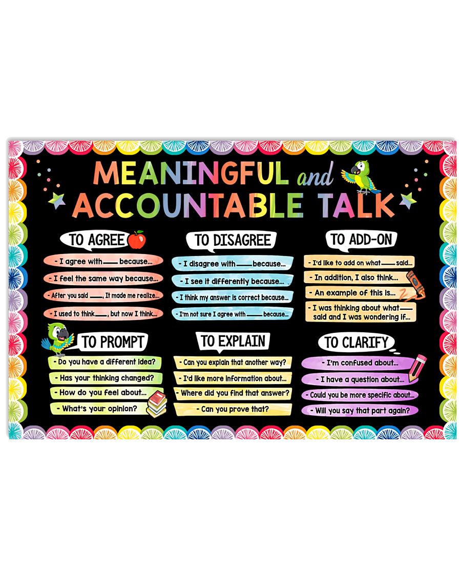 Teacher Meaningful And Accountable Talk To Agree To Disagree To Add On Poster