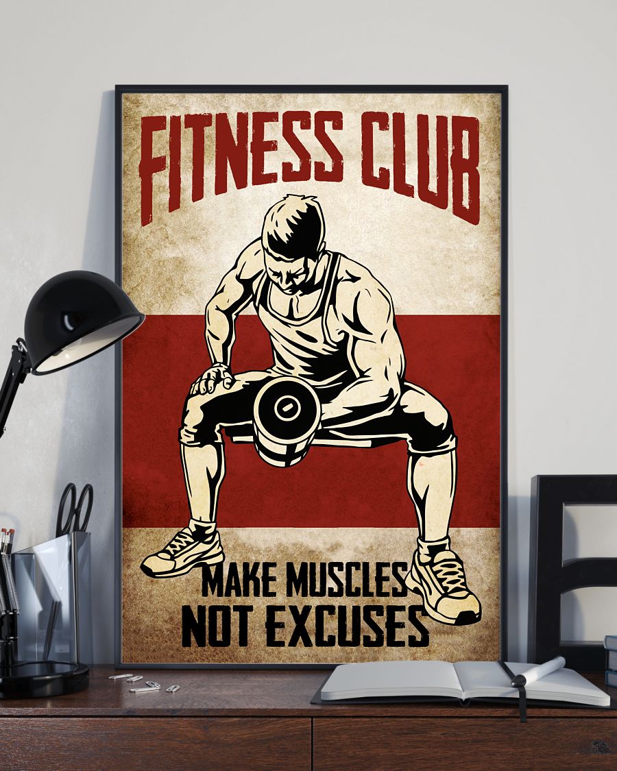 Best Fitness Club Make Muscles No Excuses Poster