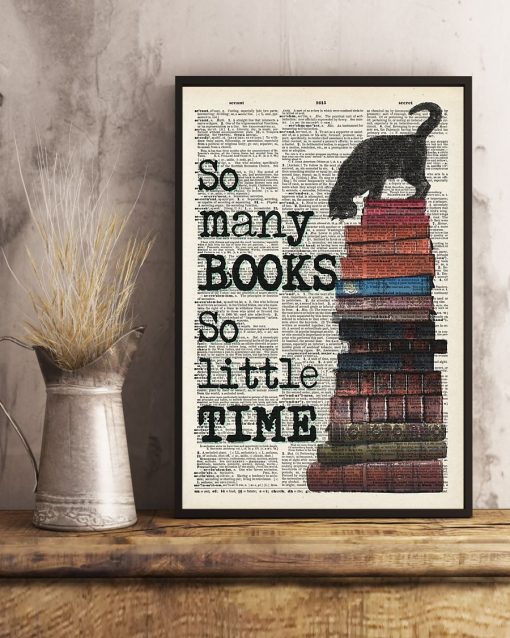 Hot Books And Cat So Many Books So Little Time Poster